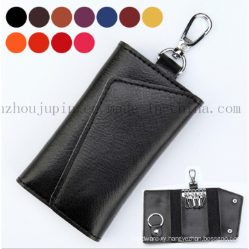 OEM Logo Multifunctional Soft Leather Key Bag with Hook